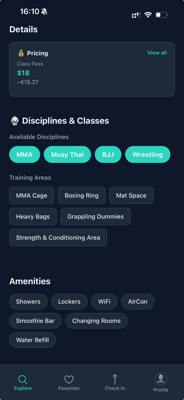Vista de los gimnasios de artes marciales