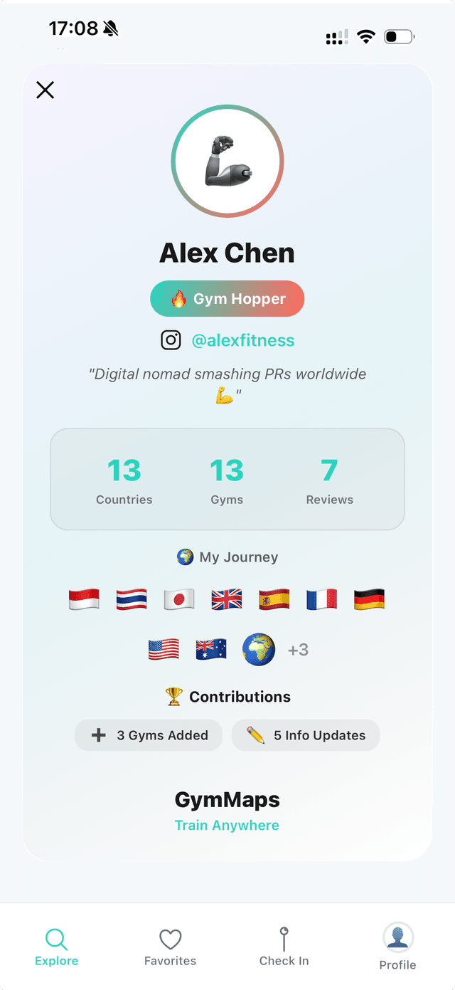 Passeport fitness GymMaps avec ses tampons de salles collectés